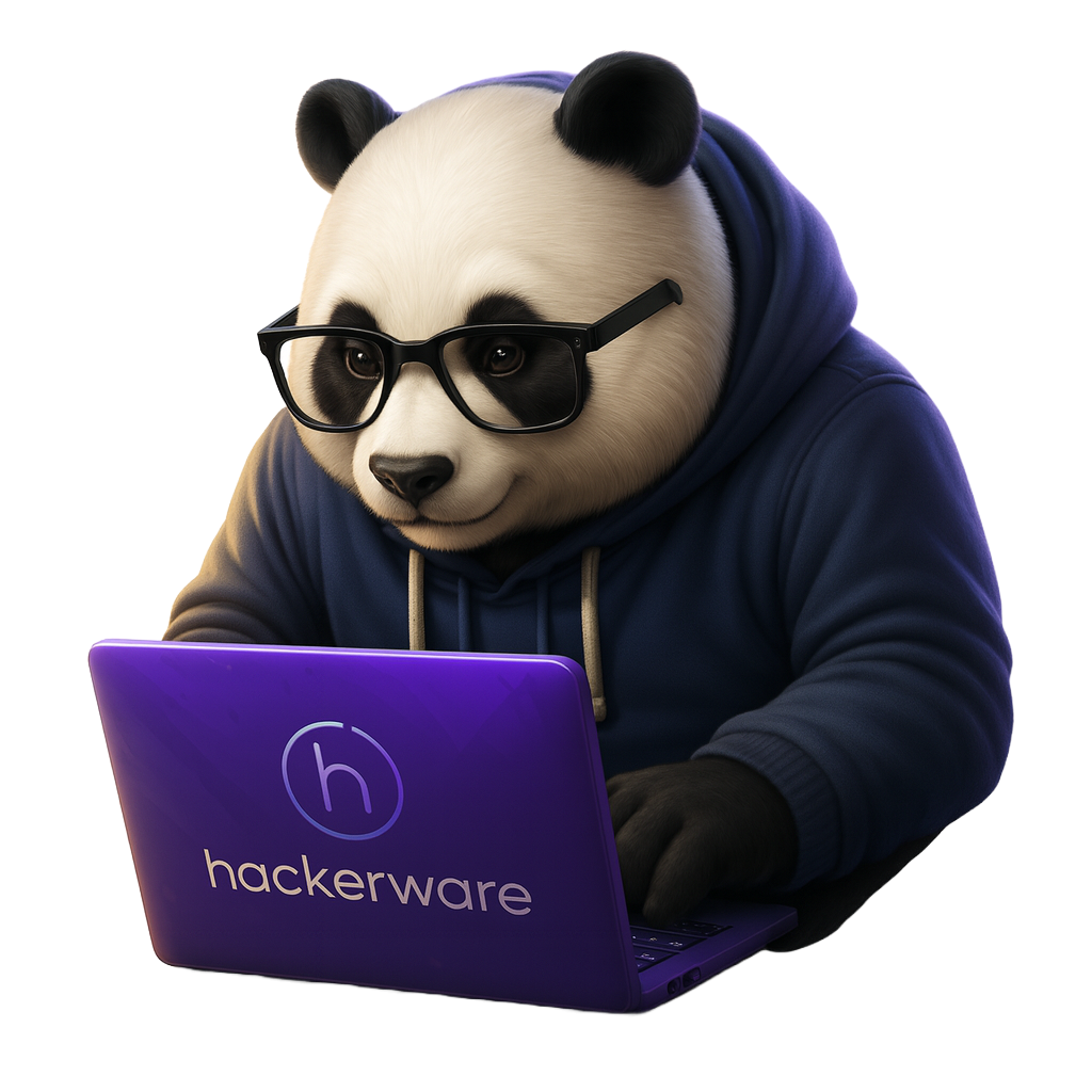 Hackerware mascot — panda with laptop
